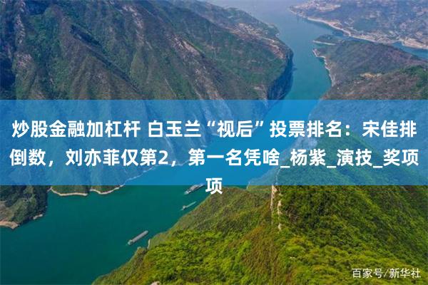 炒股金融加杠杆 白玉兰“视后”投票排名：宋佳排倒数，刘亦菲仅第2，第一名凭啥_杨紫_演技_奖项