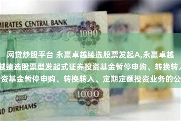 网贷炒股平台 永赢卓越臻选股票发起A,永赢卓越臻选股票发起C: 永赢卓越臻选股票型发起式证券投资基金暂停申购、转换转入、定期定额投资业务的公告